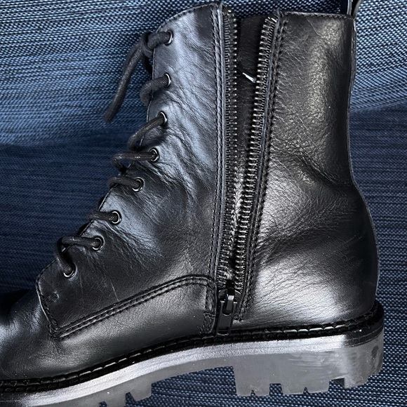 VINCE WOMENS BLACK LEATHER BOOTS WITH ZIPPER SIZE 7.5 - Picture 10 of 16